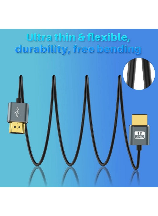 Flexible & Slim Hdmi Cable 3.3Ft 2 Pack Ultra Thin Hdmi Cord Supports High Speed 4K@60Hz 18Gbps 2160P 1080P