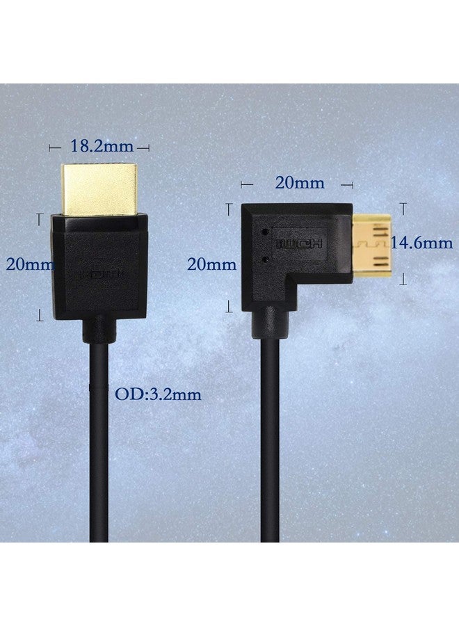 15Cm Mini Hdmi To Hdmi Short Cable 90 Degree Right Angle High Speed Mini Hdmi Male To Hdmi 2.0 Male Adapter Support 4K@60Hz Youcheng For Raspberry Pi Tablet Camera Etc (R)