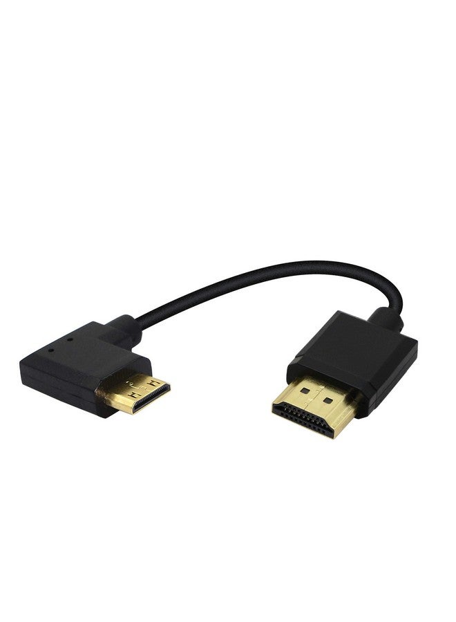 15Cm Mini Hdmi To Hdmi Short Cable 90 Degree Left Angle High Speed Mini Hdmi Male To Hdmi 2.0 Male Adapter Support 4K@60Hz Youcheng For Raspberry Pi Tablet Camera Etc (L)