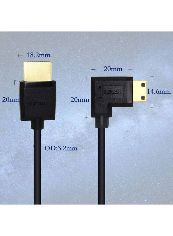 15Cm Mini Hdmi To Hdmi Short Cable 90 Degree Left Angle High Speed Mini Hdmi Male To Hdmi 2.0 Male Adapter Support 4K@60Hz Youcheng For Raspberry Pi Tablet Camera Etc (L)