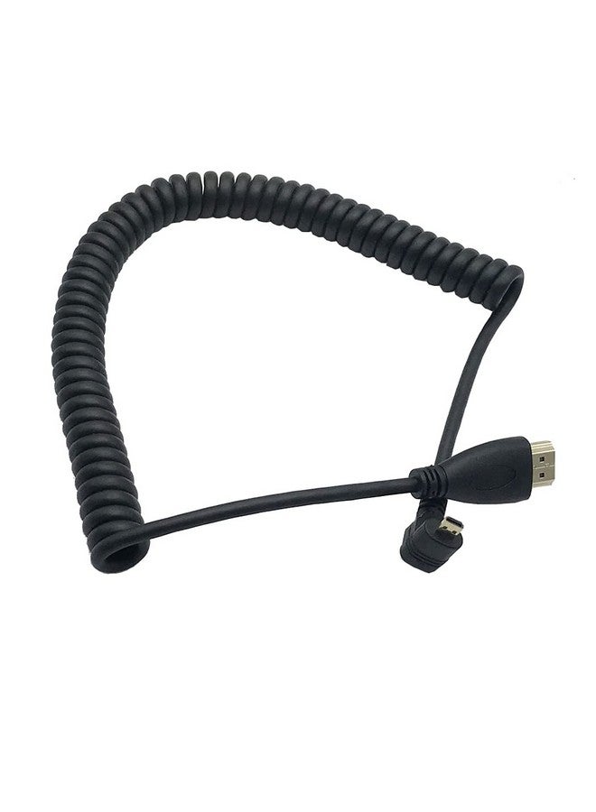 4K Coiled Micro Hdmi Cable;Up Angled Coiled Micro Hdmi To Full Hdmi Male To Male Cable Stretched Length 50Cm To 1.8M Supports Ethernet 3D 4K (Up Angled)