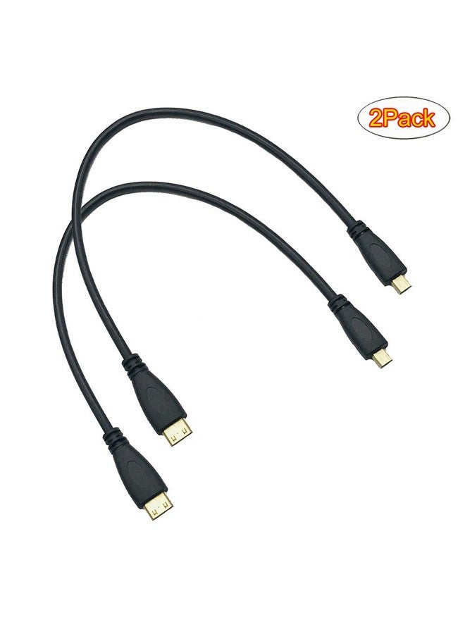 2Pack 1Feet Micro Hdmi Type D Male To Mini Hdmi Type C Male Connector Adapter Cable Cord (1Feet 2Pack)