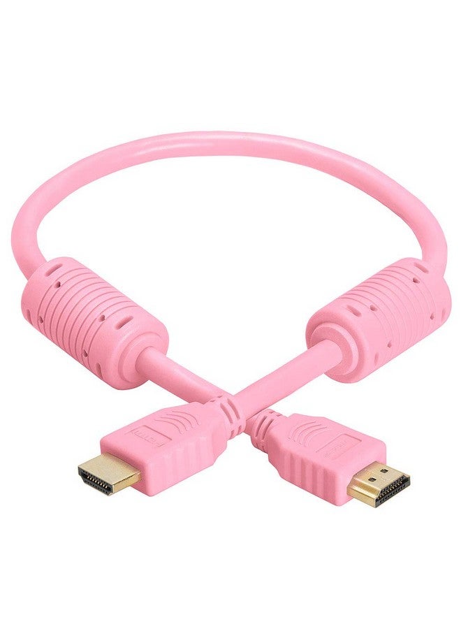 Hdmi Cable 1.5Ft High Speed Hdtv Ultrahd (Uhd) 3D 4K @60Hz 18Gbps 28Awg Hdmi Cord Audio Return 1.5 Feet Pink