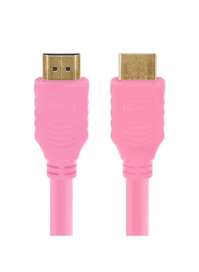 Hdmi Cable 1.5Ft High Speed Hdtv Ultrahd (Uhd) 3D 4K @60Hz 18Gbps 28Awg Hdmi Cord Audio Return 1.5 Feet Pink