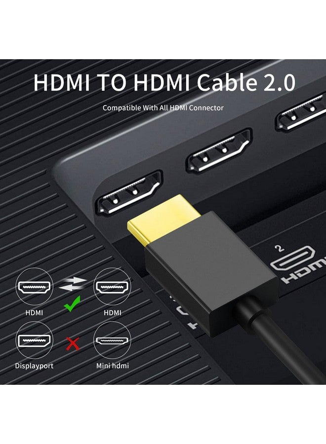 Flexible & Slim Hdmi Cable 1Ft Soft & Ultrathin Hdmi To Hdmi Cord Support 4K@60Hz 2160P 1080P