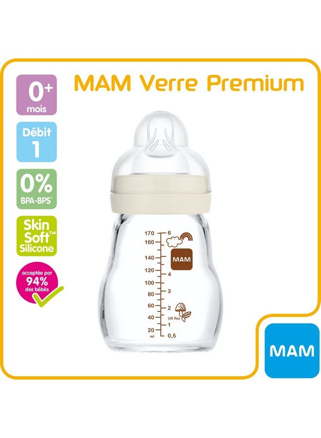 Glass Bottle With Teat, 170Ml, 0m +