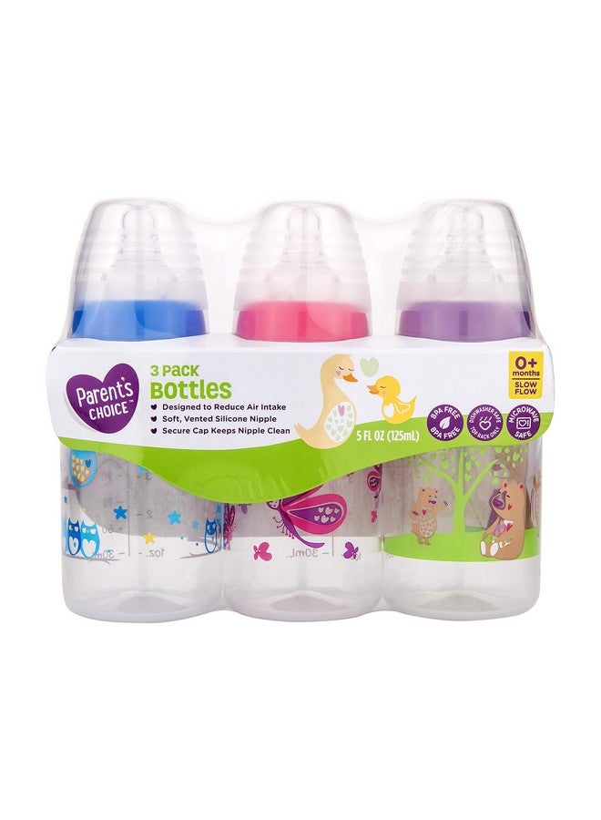Parents Choice 3 Pack Of 5 Ounce Baby Bottles Slow Flow Nipple