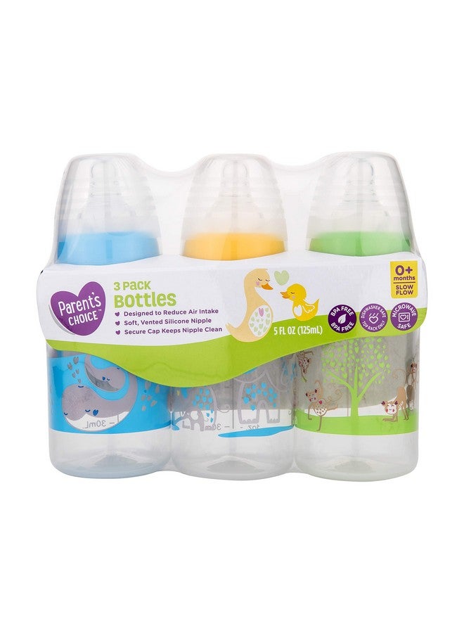 Parents Choice 3 Pack Of 5 Ounce Baby Bottles Slow Flow Nipple