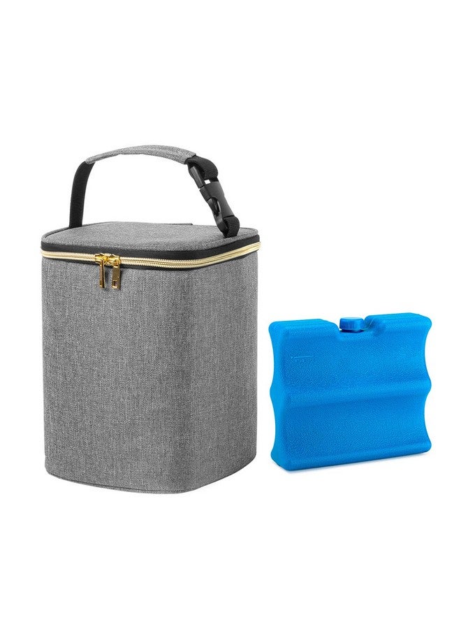 Breastmilk Cooler Bag With Ice Pack Baby Bottles Bag For Up To 4 Large 9 Ounce Bottles And Ice Pack Perfect For Working Mom Mother Gray