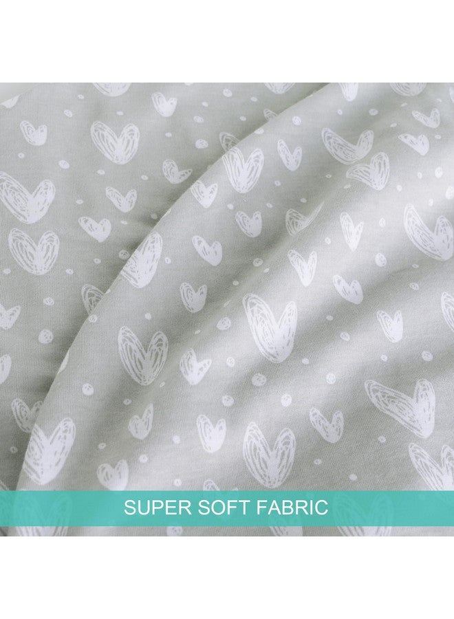 Pregnancy Full Body Pillow Cover Ushaped (Cover Only) Super Soft Pillowcase Replacement Cover For Maternity Pillow Universal Fit Grey Hearts Print