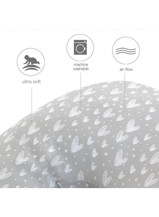 Pregnancy Full Body Pillow Cover Ushaped (Cover Only) Super Soft Pillowcase Replacement Cover For Maternity Pillow Universal Fit Grey Hearts Print