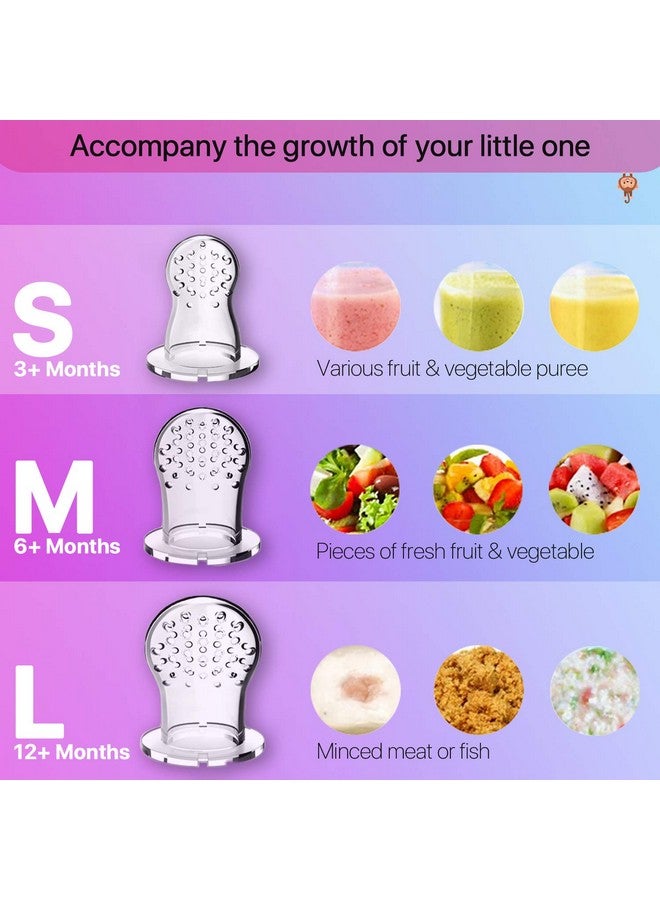 Baby Food Feeder Fruit Feeder Pacifier (2 Pack) Silicone Fresh Food Feeder With 6 Replaceable Silicone Teething Pacifiers Infant Teething Toy Teether Ideal Teething & First Baby Feeding By Michef