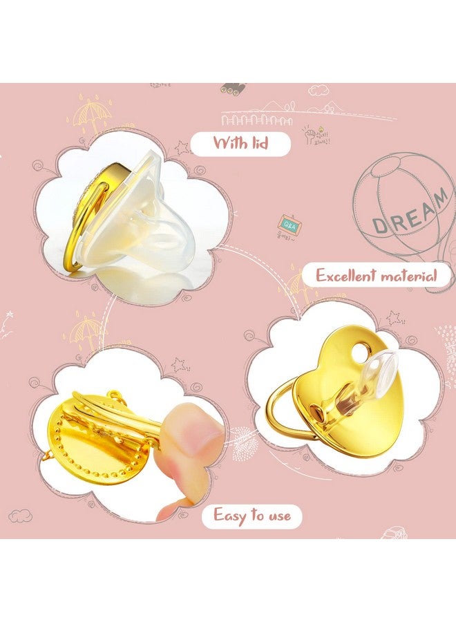 Bling Pacifier And Pacifier Clip Set 3 Pieces Sublimation Name Custom Pacifier Glitter Personalized Pacifier Artificial Crystal Bling Pacifier For Girl Gold Pacifier For Baby With Blanks Sets For Boys