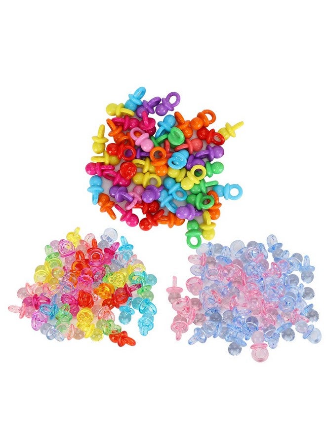 100Pcs Mini Acrylic Baby Pacifiers Mini Soothers Birthday Party Decoration Baby Baptism Soothing Mini Soothers Toys Party Favors(Solid Color Mixing)