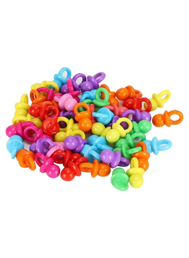 100Pcs Mini Acrylic Baby Pacifiers Mini Soothers Birthday Party Decoration Baby Baptism Soothing Mini Soothers Toys Party Favors(Solid Color Mixing)