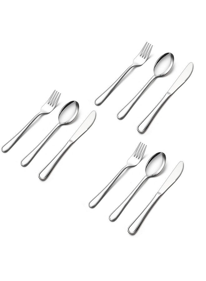 9Piece Kids Silverware Set Stainless Steel Toddler Utensils Flatware Set Child Cutlery Tableware Set For 3 Include Knife Fork Spoon Mirror Finished Dishwasher Safe