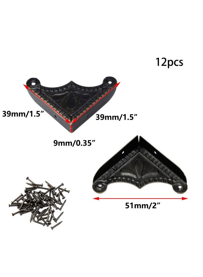 12Pcs Metal Box Corner Guard Protector Safety Bumpers Decorative Furniture Edge Covers With Screws Bronze Tone 1.5