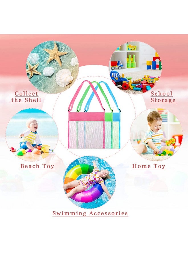 15 Pack Mesh Beach Tote Bag 21.6 X 21 X 2 Cm Kids Seashell Bags Colorful Mesh Beach Bags Bag Toys Organizer Shell Collecting Bag For Holding Beach Toys Children' Toys Market Picnic (Classic Style)