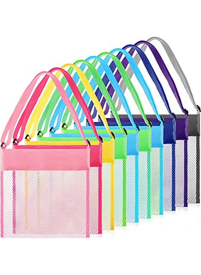 15 Pack Mesh Beach Tote Bag 21.6 X 21 X 2 Cm Kids Seashell Bags Colorful Mesh Beach Bags Bag Toys Organizer Shell Collecting Bag For Holding Beach Toys Children' Toys Market Picnic (Classic Style)