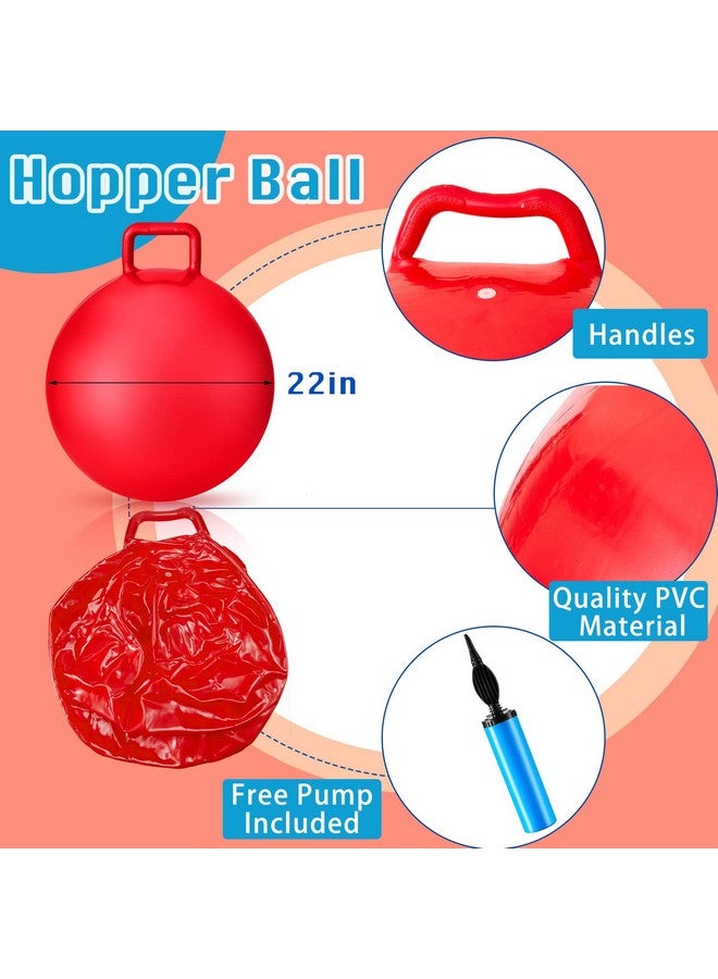 3 Pcs Hopper Ball Jumping Hopping Ball 22 Inch Exercise Ball Bouncing Ball With Handle And Air Pump For Outdoors Sports School Games Exercise Red Blue Green