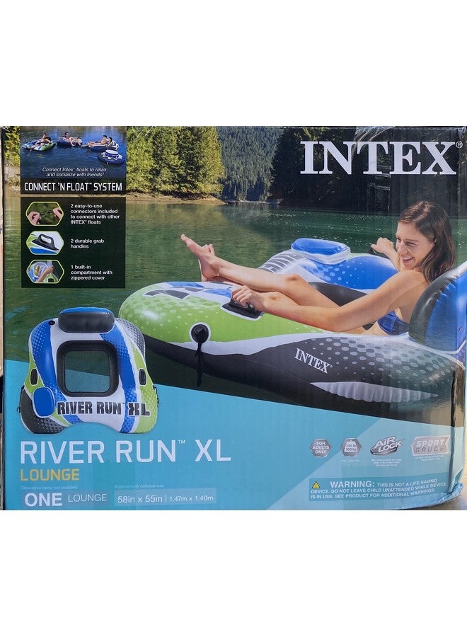 River Run Xl Lounge Tube Inflatable Pool River Raft Ride Vibrant Blue White And Green