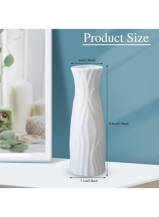 24 Pcs Composite Plastic Flower Vase Ceramic Look Decorative White Unbreakable Vases For Centerpieces Small Tall Living Room Table Home Decor (Classic Style)