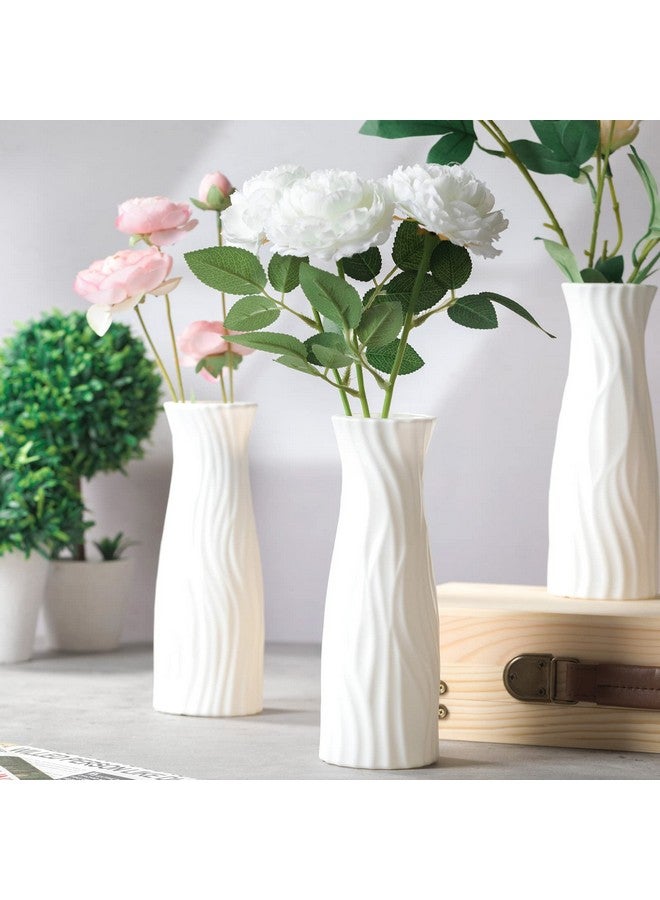 24 Pcs Composite Plastic Flower Vase Ceramic Look Decorative White Unbreakable Vases For Centerpieces Small Tall Living Room Table Home Decor (Classic Style)