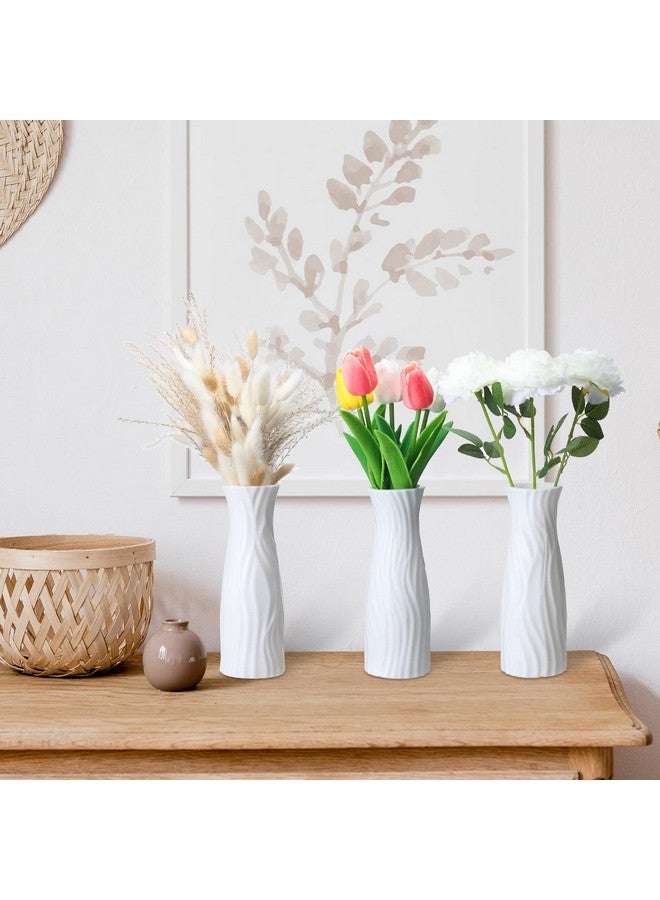 24 Pcs Composite Plastic Flower Vase Ceramic Look Decorative White Unbreakable Vases For Centerpieces Small Tall Living Room Table Home Decor (Classic Style)