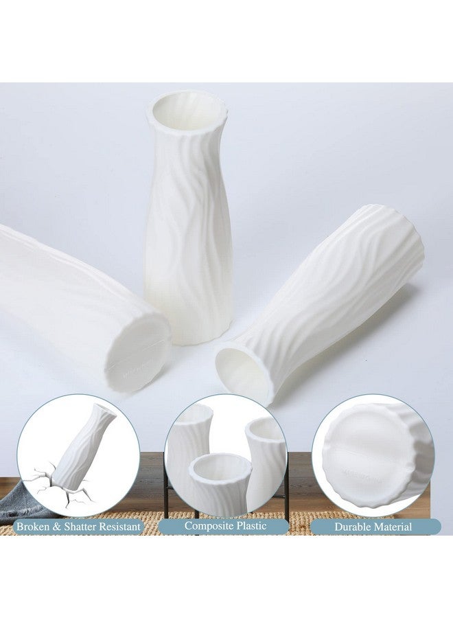 24 Pcs Composite Plastic Flower Vase Ceramic Look Decorative White Unbreakable Vases For Centerpieces Small Tall Living Room Table Home Decor (Classic Style)