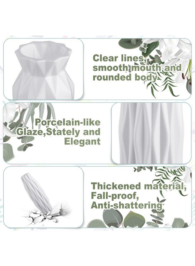 16 Pcs White Plastic Flower Vases Bulk For Centerpieces White Bud Vase For Flowers Ceramic Look Flower Vase Decorative Tall Unbreakable Vase For Flowers Home Office Table Living Room Decor