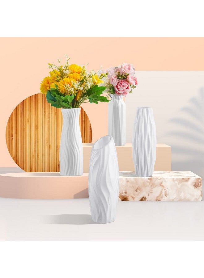 16 Pcs White Plastic Flower Vases Bulk For Centerpieces White Bud Vase For Flowers Ceramic Look Flower Vase Decorative Tall Unbreakable Vase For Flowers Home Office Table Living Room Decor