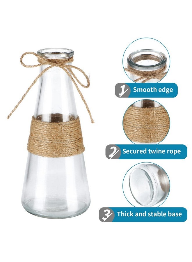Glass Bud Vase Decorative Glass Bottle With Rope Net Different Shapes For Wedding Centerpiece Party Home Decor Set Of 10