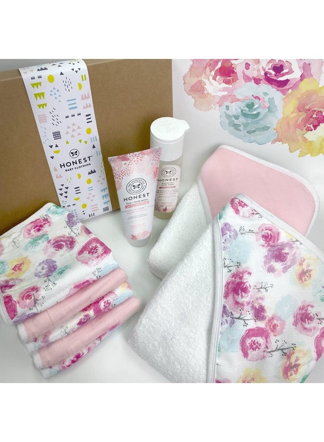 9Piece Bubbles And Cuddles Gift Set Bath And Lotion 100% Organic Cotton For Infant Baby Boys Girls Unisex Rose Blossom/Almond One Size