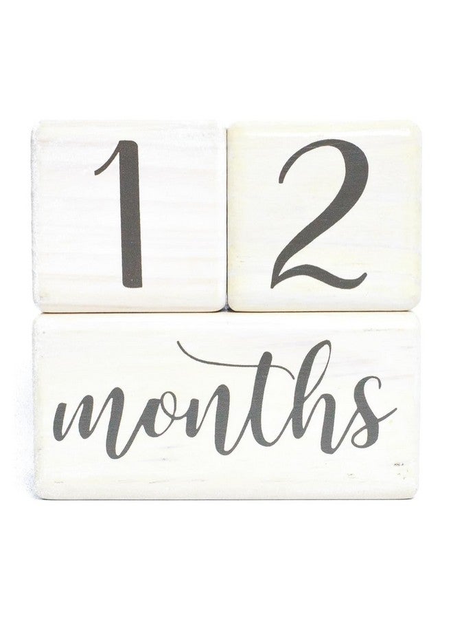 Premium Solid Wood Baby Milestone Age Blocks + Gift Box ; Soft White Stained Natural Pine ; Weeks Months Years Grade Newborn Photo Props ; Perfect Pregnancy Gift And Keepsake Month Photos