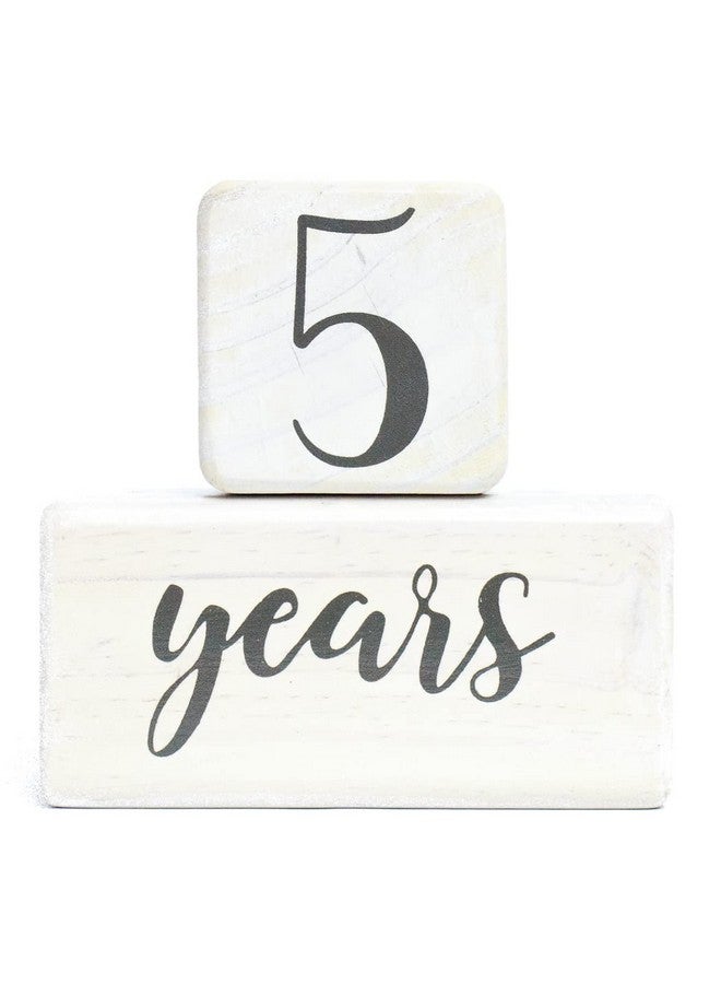 Premium Solid Wood Baby Milestone Age Blocks + Gift Box ; Soft White Stained Natural Pine ; Weeks Months Years Grade Newborn Photo Props ; Perfect Pregnancy Gift And Keepsake Month Photos