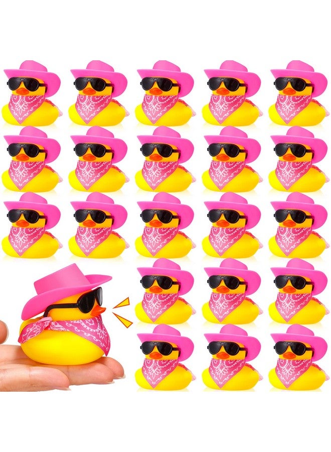 24 Set Cowboy Rubber Duck Bulk Mini Yellow Duckies Bath Party Tiny Ducks Bathtub Toy With Cowboy Hat Paisley Bandanas Sunglasses For Summer Baby Shower Birthday Swimming Party Favor
