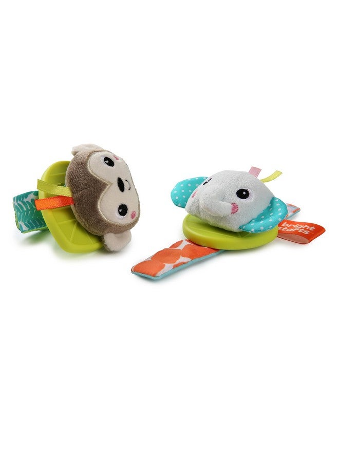 Rattle & Teethe Wrist Pals Toy Monkey & Elephant Newborn +