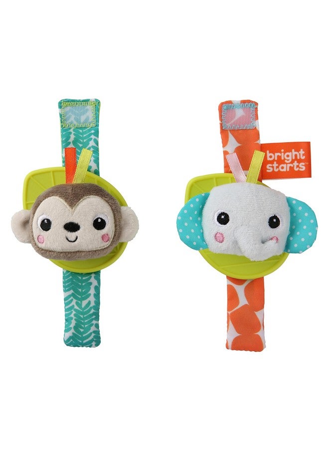 Rattle & Teethe Wrist Pals Toy Monkey & Elephant Newborn +
