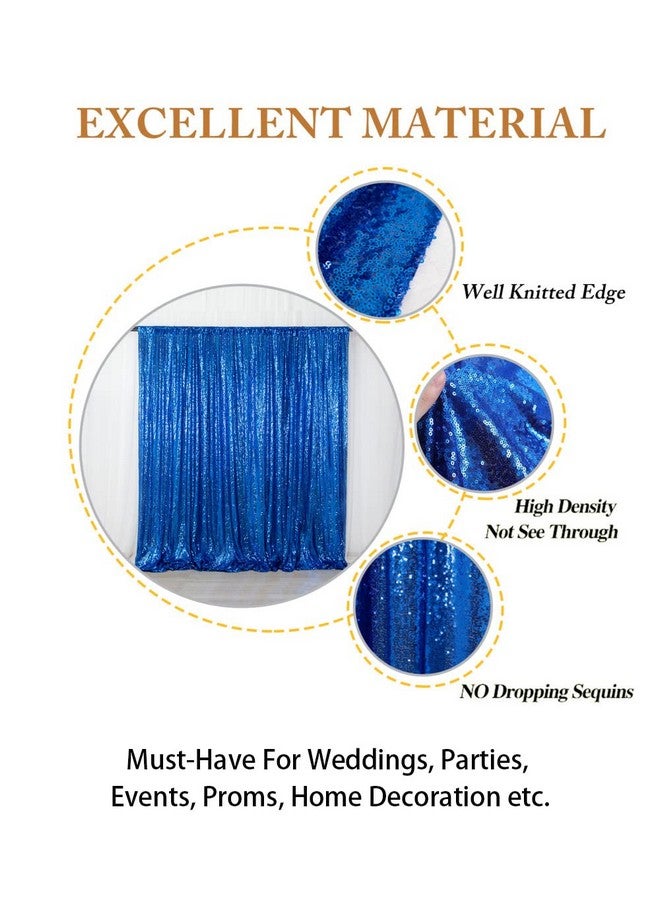 Royal Blue Sequin Curtain Backdrop 2 Panels 4Ftx8Ft Photo Curtain Backdrop Curtain Panels 96 Inches Long 190522E