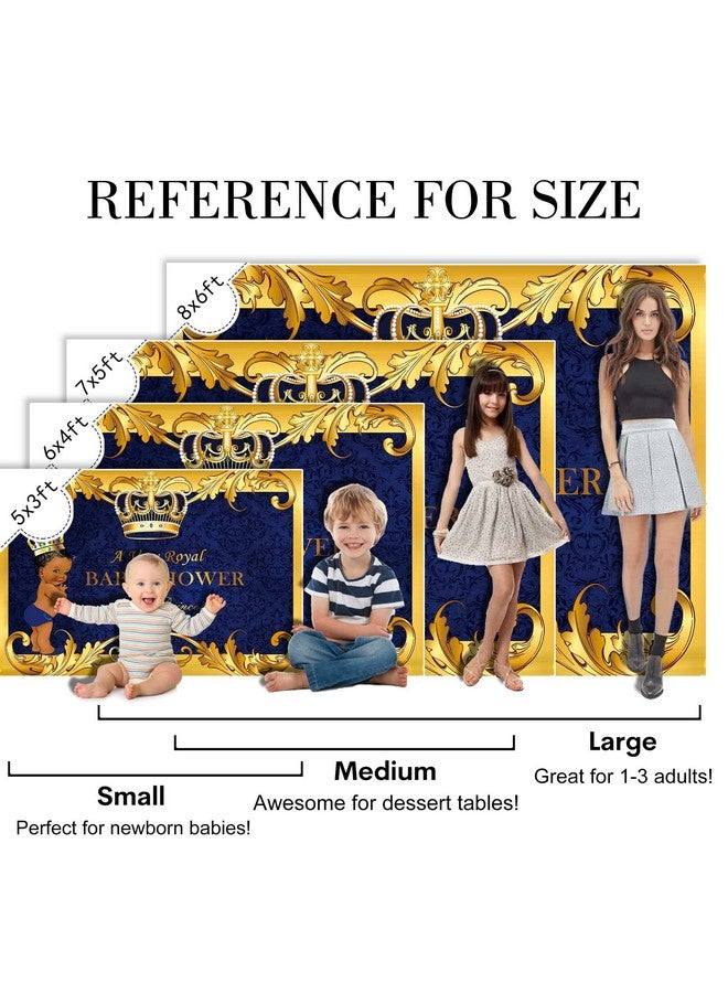 8X6Ft Little Prince Black Boy Baby Shower Backdrop Little Baby Shower Party Banner Decoration Backdrops Royal Blue Gold Crown Photography Background P9614D