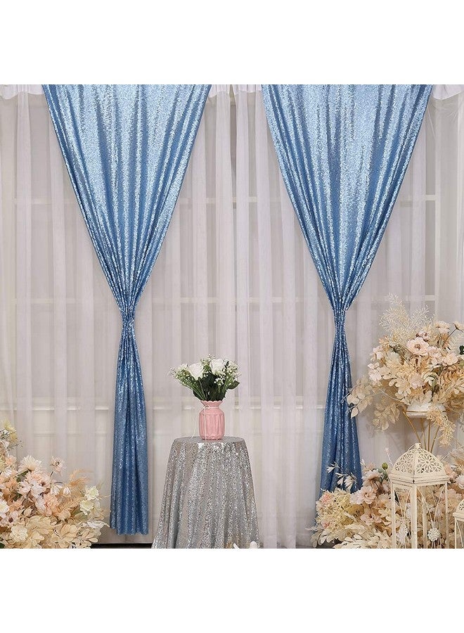 Sequin Curtain 2Ft X 8Ft Baby Blue 2Pcs Backdrop Sparkly Wedding Party Decoration