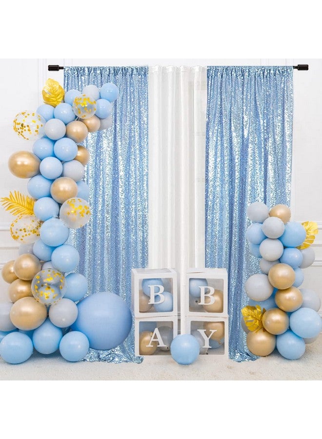 Sequin Curtain 2Ft X 8Ft Baby Blue 2Pcs Backdrop Sparkly Wedding Party Decoration