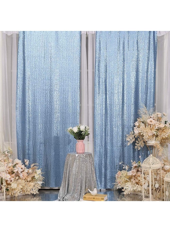 Sequin Curtain 2Ft X 8Ft Baby Blue 2Pcs Backdrop Sparkly Wedding Party Decoration
