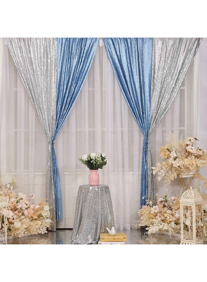 Sequin Curtain 2Ft X 8Ft Baby Blue 2Pcs Backdrop Sparkly Wedding Party Decoration