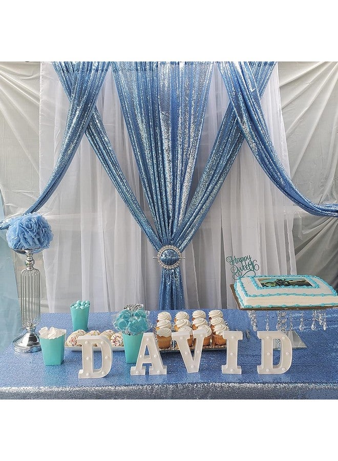 Sequin Curtain 2Ft X 8Ft Baby Blue 2Pcs Backdrop Sparkly Wedding Party Decoration