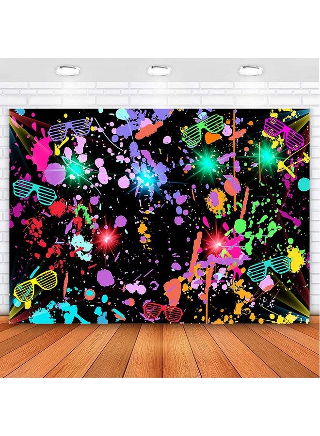 Neon Glow In The Dark Backdrop Paint Splatter Graffiti Glow Party 80S 90S Themed Birthday Background Colorful Neon Party Birthday Backdrops Photo Studio Props (7X5)