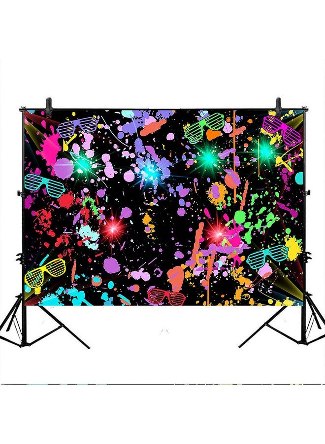 Neon Glow In The Dark Backdrop Paint Splatter Graffiti Glow Party 80S 90S Themed Birthday Background Colorful Neon Party Birthday Backdrops Photo Studio Props (7X5)