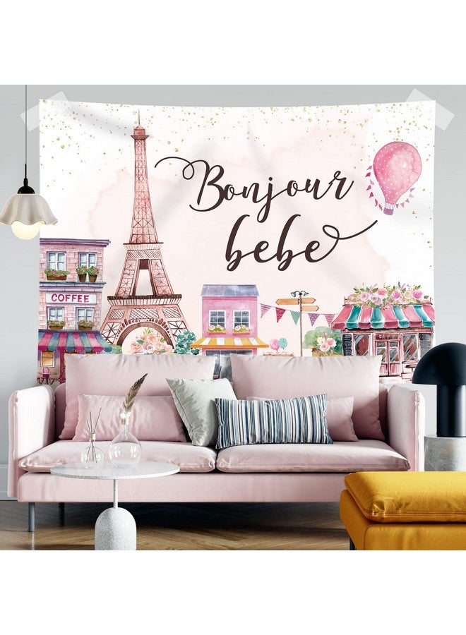 Paris Eiffel Tower Backdrop French City View Street Flowers Store Dreamlike Photography Background Bonjour Bebe Baby Shower Banner Party Portrait Decorations Youtube Photo Booth Props 7X5Ft