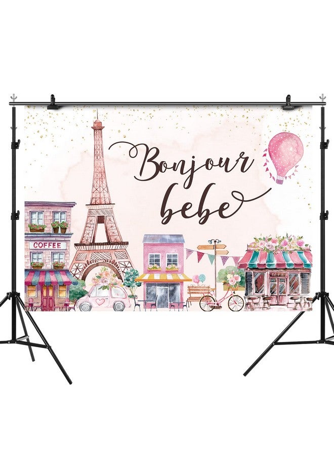 Paris Eiffel Tower Backdrop French City View Street Flowers Store Dreamlike Photography Background Bonjour Bebe Baby Shower Banner Party Portrait Decorations Youtube Photo Booth Props 7X5Ft