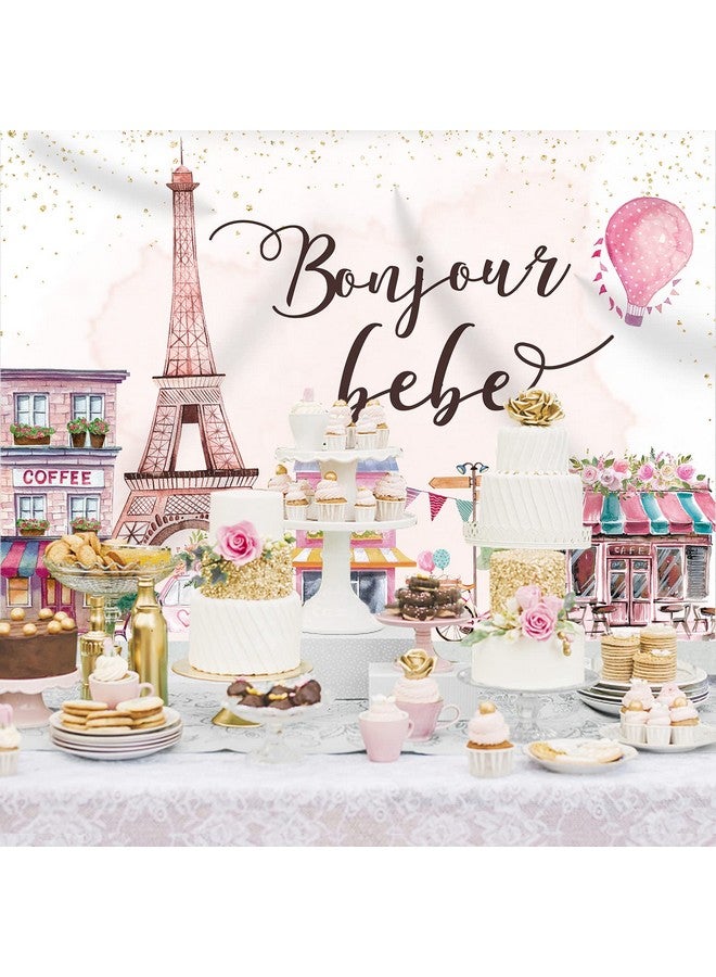 Paris Eiffel Tower Backdrop French City View Street Flowers Store Dreamlike Photography Background Bonjour Bebe Baby Shower Banner Party Portrait Decorations Youtube Photo Booth Props 7X5Ft